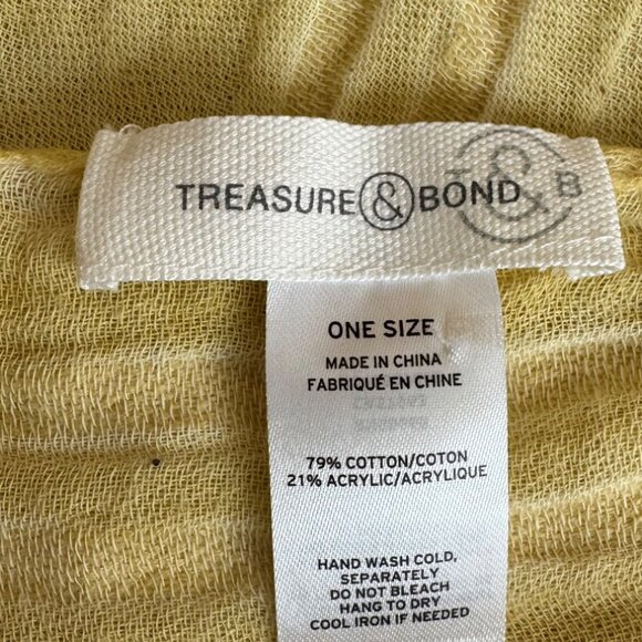 Treasure & Bond Yellow Cotton Scarf With Fringed Edges 78" X 35" - Picture 7 of 8